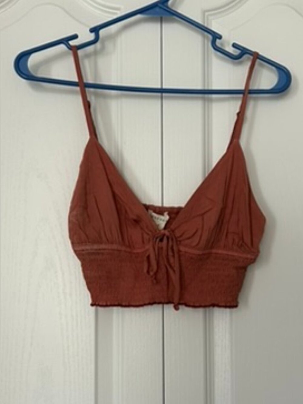 Aeropostale Burnt Orange Smocked Tie-Front Crop Tank Size Medium